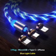 3 in 1 LED Magnetic Flowing 2.4A Charging Cable  LED Light Cable Magnetic Charger Rechargeable Phone