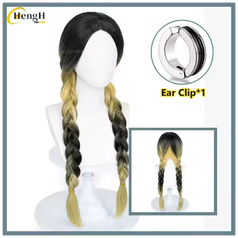 Anime Synthetic Haitani Ran Cosplay Wig 70cm Long Dyeing Gradient Double Braid Wig Heat Resistant Ha