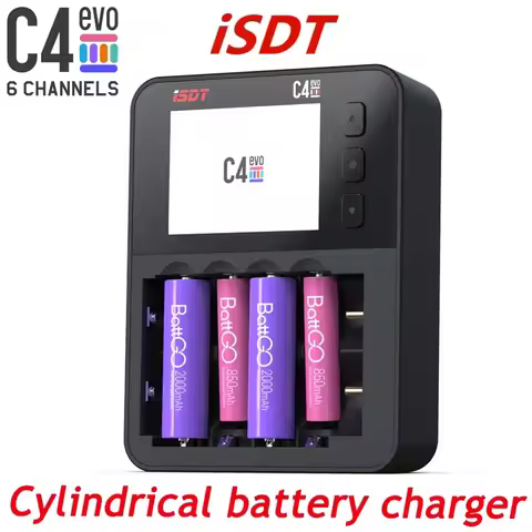 ISDT C4 EVO Smart Battery Charger With Type-C QC3.0 Output for AA AAA Li-Ion Battery with IPS Displa