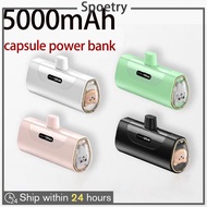 【Sg Stock】Cute Capsule Powerbank Mini Power Bank 5000mah Portable Charger Powerbank Powerbank Fast With Type C Cable