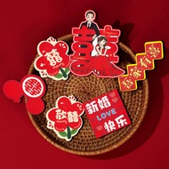 Wedding magnetic refrigerator door anti-theft door washing machine wedding couple refrigerator 3D cu