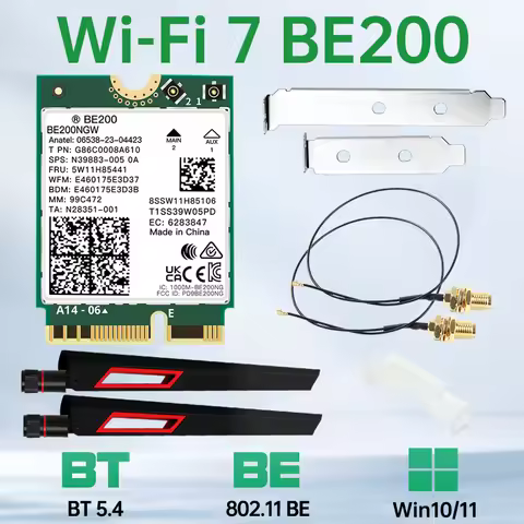 WiFi 7 BE200NGW BT5.4 Wireless WiFi Card M.2 802.11BE BE200 Ethernet Network Adapter For Win 10/11 D