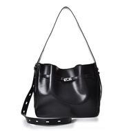 [MIYUNA MIYUNA] Genuine Leather Oil Wax Cowhide Emmy Fashion Kelly Lock Bag Crossbody Bag-Classic Bl