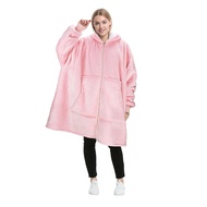 Hoodie Oversized Wearable Blanket Deep Pocket Comfy Sleeves Front Zipper Deluxe Fleece Sweatshirt Bl