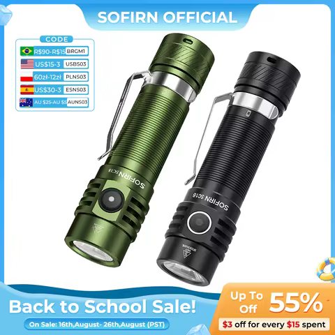 Sofirn SC18 1800lm EDC Flashlight USB C Rechargeable SST40 LED 18650 Torch TIR Optics Lens Lantern w