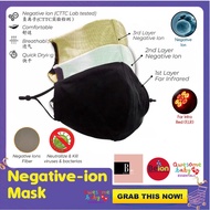 BION | Negative Ion Energy Face Mask | Kill  Germs, Virus & Bacteria | Washable & Reusable | 3-Layer
