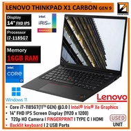LENOVO ThinkPad X1 CARBON GEN 9 (1 YEAR LENOVO WARRANTY ) Core i7-11th 16GB RAM SLIM Win 11 PRO