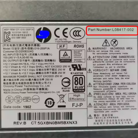 STOCK L08417-002 Power Supply For HP ProDesk 400 600 800 G3 G4 250W D16-250P1A PCH022 FULLY GOOD CON