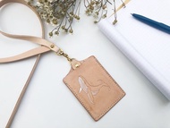 手工真皮識別證卡套-泅泳的鯨