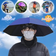 Foldable Umbrella Hat Outdoor RainProof Sunproof Cap Fishing Camping Anti-UV Payung Topi Kepala
