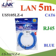 5 Meters Ready-Made Lan Cable Link US-5105LZ-4 CAT6 RJ45 LSZH Head Blue