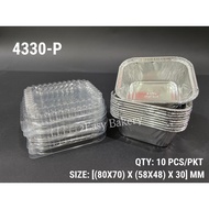 10Pcs 4330-P Aluminium Foil Tray with Lid / Foil Container / Rectangular Aluminium Tray [Ready Stock