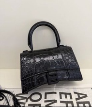 100%正品 随你任驗！Balenciaga巴黎世家沙漏包 XS 黑色鳄鱼压纹牛皮