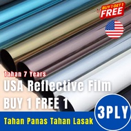 Double Blue Tinted Rumah 3Ply US Film UV Block BUY1FREE1 + FREE Tools