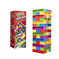 UNO Stacko Game For Kids & Family With 45 Colored Stacking Blocks & Tray (JGT89)