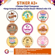 Stiker Minuman Custom Desain - Chromo Vinyl Transparan Waterproof untuk Cup