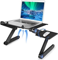 WSJTT Laptop Stand Adjustable and Foldable Couch Computer Desk with Large Cooling Fan &amp; Mouse Pad Use as Birthday Gifts for Families, Student and Friends