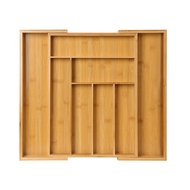 Bamboo Retractable Drawer Storage Box Kitchen Knives Silverware Separation Organizing Wooden Box Ext