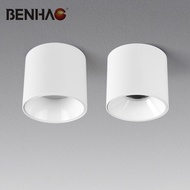 BENHAO Philips Chip Minimalist White Aluminum Led Spot Light 7w 9w 12w 18w 24w Surface Mounted Home Office LED Downlight