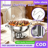 5L Round Chaffing Dish Food warmer Double Bow Stainless Steel Buffet Furnace with Lid Holder