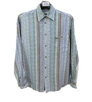 MISSONI แท้ อก44 เสื้อเชิ๊ตแขนยาวลายสีสันคลาสสิก