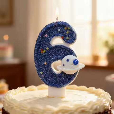 DIY Planet themed Spaceship 0-9 DIY digital candle Dark Blue Birthday candle Outer space themed part
