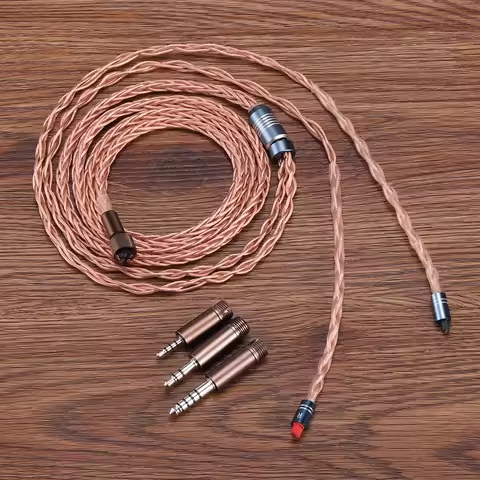 HIFI 8Cores OCC Single Crystal Copper 3 in 1 4.4mm 3.5mm 2.5mm Earphone Upgrade Cable for MMCX 0.78m