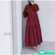 Baju Dress Wanita Luna Midi Dress Hijab Luna Midi Dress Panjang Muslimah Gamis  Gamis Bahan Adem Baju Panjang Kekinian Gamis Panjang Wanita Busui Luna Midi Dress Fashion Wanita