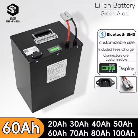 Batterie 60V 20Ah 30Ah 40Ah 50Ah 60Ah 70Ah 80Ah 100Ah lithium-ion battery pack and suitable for 1kw 