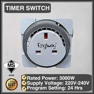 [SIRIM] Programmer Timer Kingsway 24hrs 13Amp Plug In Timer Switch (White) 13A SOCKET Digital Timer 