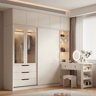 Bedroom Solid Wood Sliding Door Large Multi-Layer Grade Cabinet Desk French Door e0 Wardrobe Wardrob