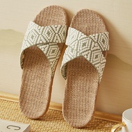 KY-JD Hejuyoupin Linen Slippers Home Women's Spring and Autumn Slippers Indoor Hotel Sandals Men's Cotton and Linen Slip