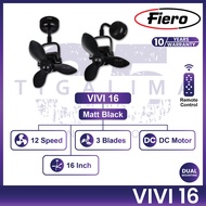 FIERO TINY & FIERO VIVI 16 Inch 3 Blades 12 Speed Remote Control DC Motor Ceiling Fan Wall Fan Corne