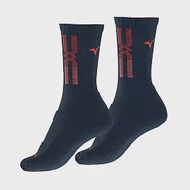Mizuno [32TX110396Q] 女襪 童襪 中筒襪 厚底 運動 排球 羽球 吸濕排汗 22-25cm 黑紅 FREE 黑/紅