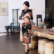 daidai (Ready Stock) Women Cheongsam Dress Long Sleeve Baju Tradisional Cina Perempuan Muslimah Plus
