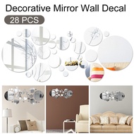 Everso 28 Pcs Mirror Wall Sticker Removable Adhesive Acrylic Mirror Wall Decal DIY Round Mirror Decals Mirror Wall Sticker DIY Round Mirror Wall Decal