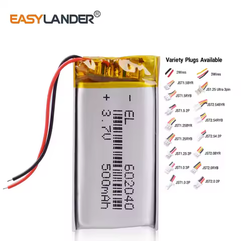 602040 500mAh 3.7V Rechargeable Lithium Li-ion Polymer Battery for Voice Recorder speaker