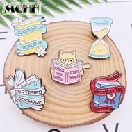 Creativity Fun Animal Cat Learning Reading Enamel Pins Time Hourglass Flowers Magic Books Alloy Brooch Badge Cute Jewelry Gift