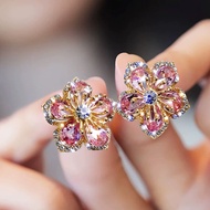 Korean Red Rose Zircon Stud Earrings For Women Luxury Crystal Flower Snowman Pearl Earrings Bride We