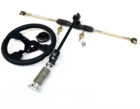 GO KART KARTING ATV UTV Buggy 42CM Steering Rack Gear Pinion U Joint Tie Rod With Steering Wheel
