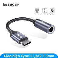 Essager USB Loại C 3.5 Jack Tai Nghe Chụp Tai Adapter USB C Đến 3.5Mm Tai Nghe Âm Thanh AUX Cáp Cho 