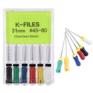 6Pcs/Pack Dental Hand Use K-Files 21/25/28/31mm Stainless Steel Endodontic Root Canal Files Dentist 