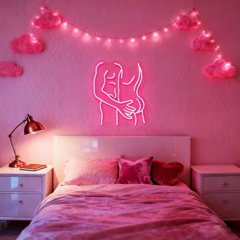 Gay Couple Hugging Neon Sign, LGBT Couple LED Light, Pride Wall Decor, Gay Love Art, LGBTQ Gift