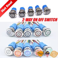 Car 12V 2-Way On Off Switch with Led Light Metal Push Button On Off Switch Switches Universal Car Ac
