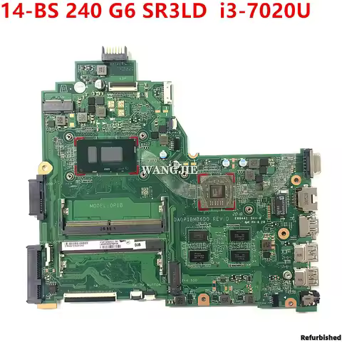 DA0P1BMB6D0 For HP 240 G6 14-BS Laptop Motherboard SR3LD i3-7020U CPU 100% Working