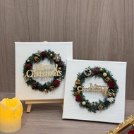 聖誕限定 聖誕樹永生花畫布/聖誕佈置/交換禮物/療癒掛飾