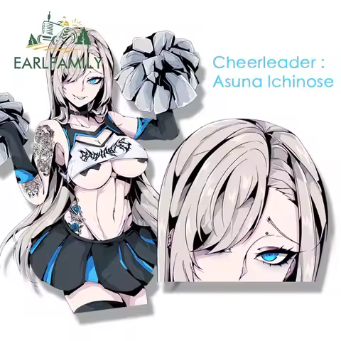 EARLFAMILY Cheerleader Asuna Ichinose Fanart Peeker Car Sticker Anime Blue Archive Waifu Decal Anime