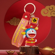 Mới 2025 Doraemon Keychain Nữ Tinh Tế Mèo Dáng Vàng Tạo Ý Tượng Ô Tô Móc Khóa PVC Đồ Trang Trí Quà T