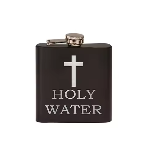 168ML Cross Pattern Holy Water Bottle Black Hip Flask Stainless Steel Hip Flask Hip Flask Alcohol Wh