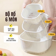 Basket 6 NEW MIKAPiece for washing vegetables and fruits, thick design with pot, drainage PP plastic